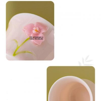 CHÉN TRÀ THỦ CÔNG HỌA TIẾT NỔI 3D